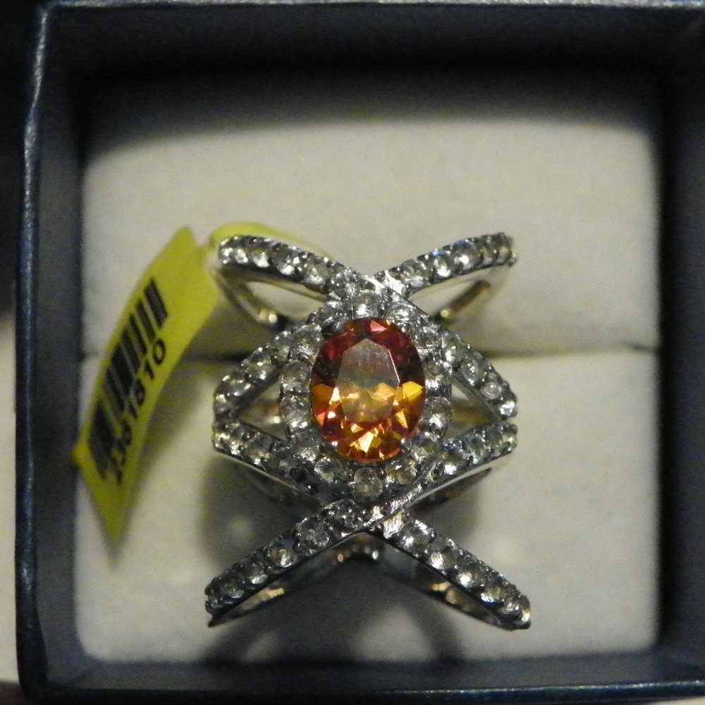 Strontium Titanate & Topaz openwork (4.91 ct) ring